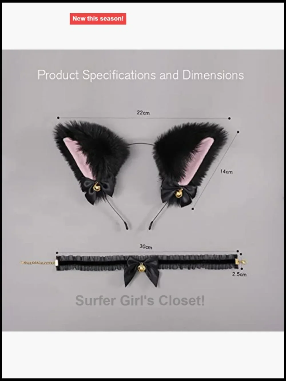 Faux Fur Cat Ear Headband with Bells Flexible Hair Accessory Halloween Cosplay